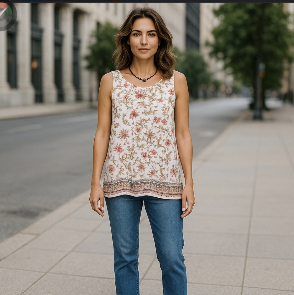 Max Studio Floral Sleeveless Trapeze Blouse